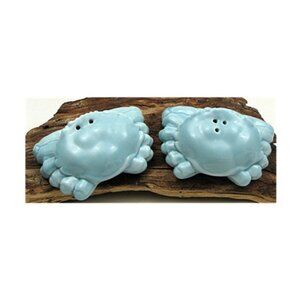 Ceramic Blue Crab Salt & Pepper Set 3 1/2" long by 2 1/2 wide 14340
